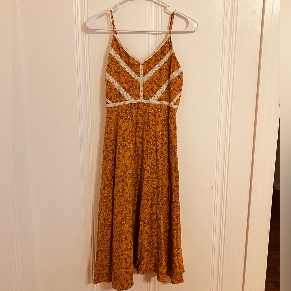 mustard floral dress